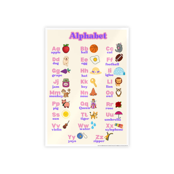 Gloss Alphabet Posters/ Pink & purple alphabet poster