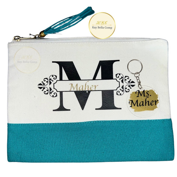 Personalized pouch/ gift for her/ keychain gift/ teacher gift/ teacher pouch