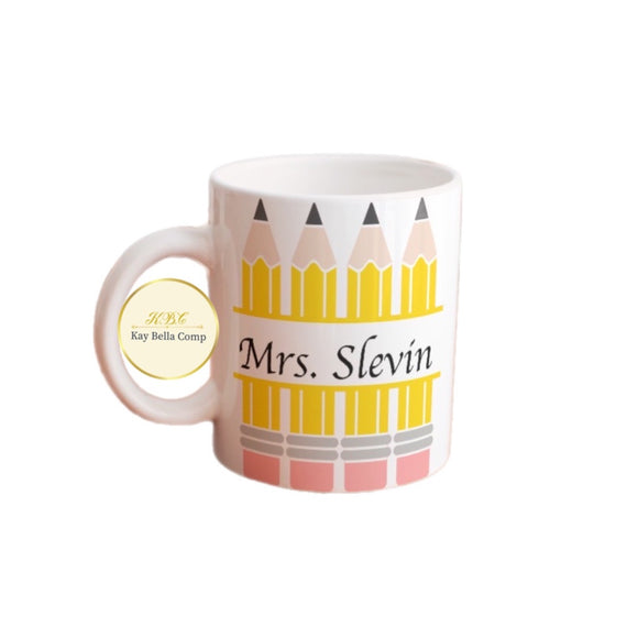 Teacher mug/ teacher pencil mug/ teacher gift/personalized teacher gift