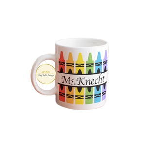 Teacher mug/ teacher crayon mug/ teacher gift/personalized teacher gift/art teacher mug